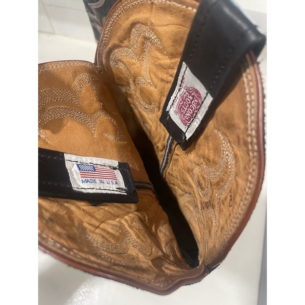 VTG Nocona Womens Cowboy Western Boots‎ 7 Brown Teju Lizard Skin Flame Stitch - Picture 6 of 13